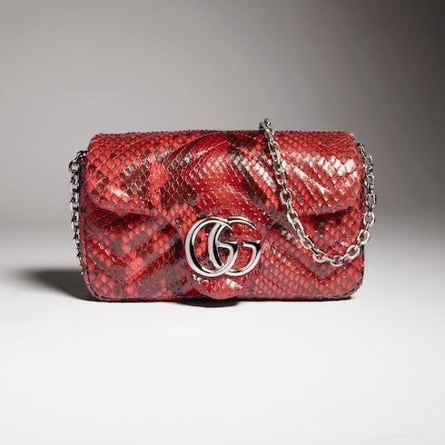 GG Marmont python mini shoulder bag - deep red