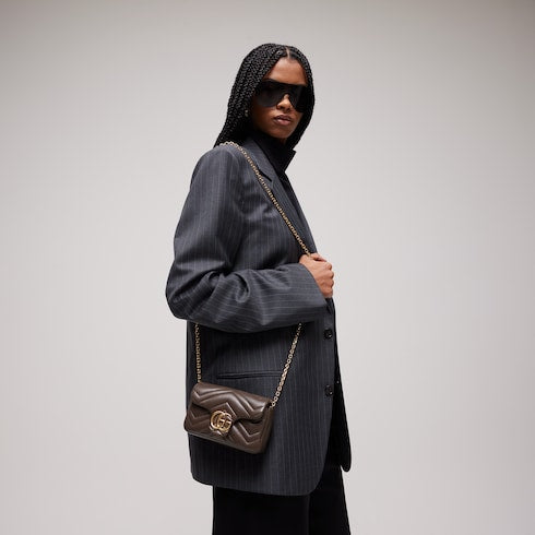 GG Marmont mini shoulder bag - dark taupe leather