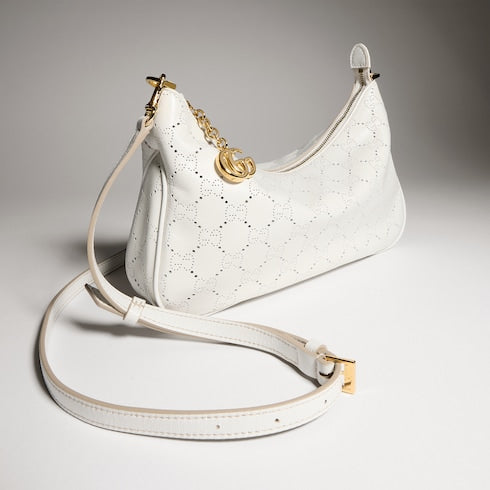 Lady Lunetta Chain small shoulder bag - white GG leather