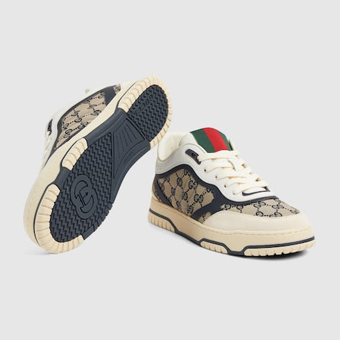 Men's Gucci Re-Web sneaker - beige and blue GG canvas