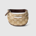 Gucci Tag mini coin purse - sand and brown GG canvas