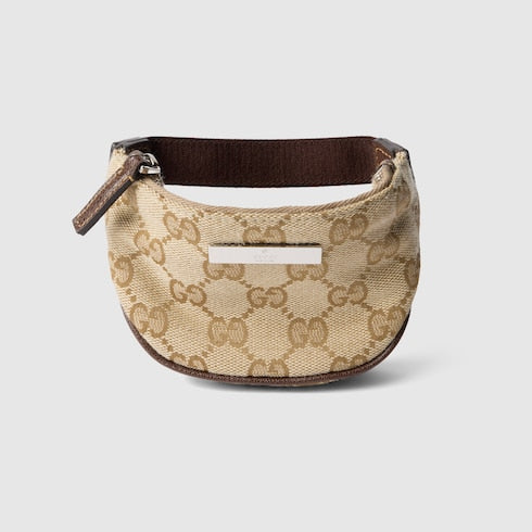 Gucci Tag mini coin purse - sand and brown GG canvas