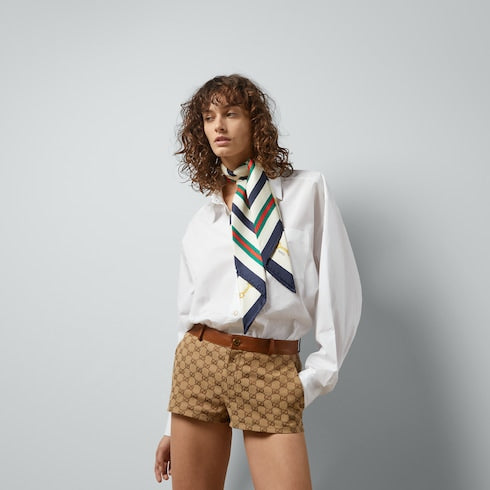 Printed silk twill carré - ivory