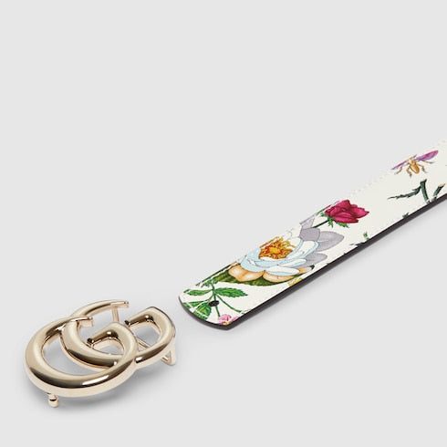 Reversible GG Marmont belt - brown and white leather
