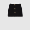 Crêpe wool skirt with Double G button - black