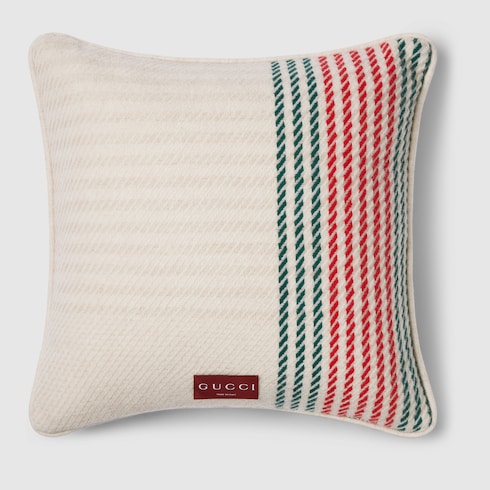 Cashmere jacquard cushion with Web - white