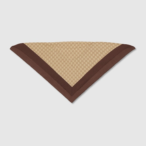 Printed silk twill headband - brown and light brown