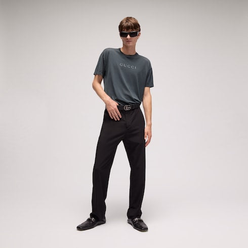 Cotton T-shirt with print - dark grey