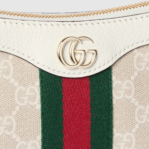 Ophidia small shoulder bag - beige and white GG fabric