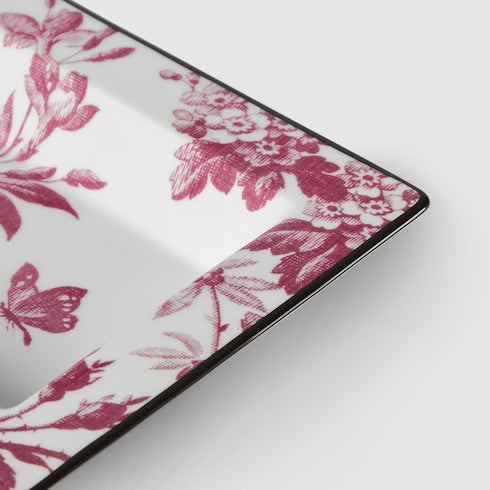 Herbarium print small trinket tray - cherry red and white
