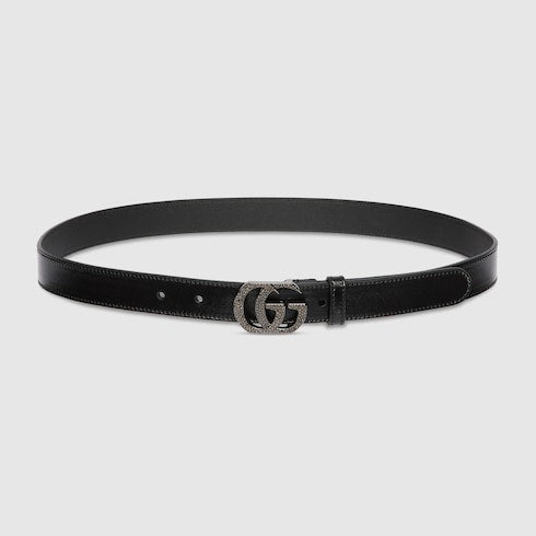 Belt with Double G buckle - black leather