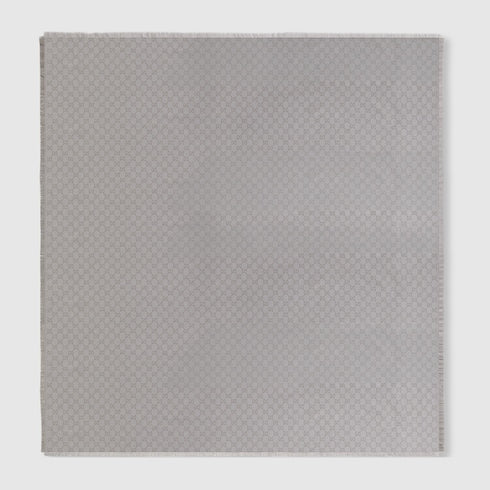 Printed GG cotton wool lamé shawl - light grey