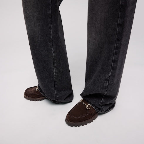 Women's loafer with Horsebit - dark brown suede