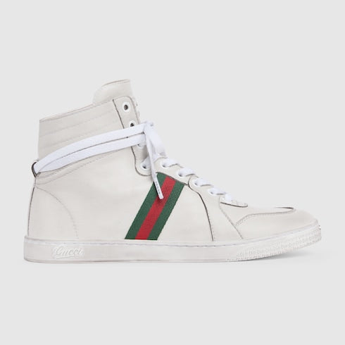 Women's Stretch high-top sneaker - white leather