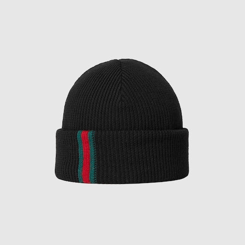 Wool hat with Web - black