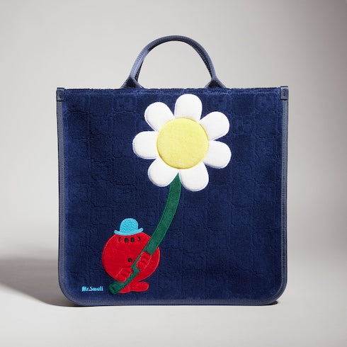 Children's GG tote bag with embroidery - dark blue GG terrycloth