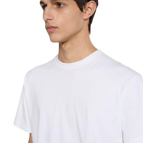 Cotton jersey T-shirt with embroidery - white