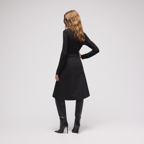 GG cotton blend midi skirt - black