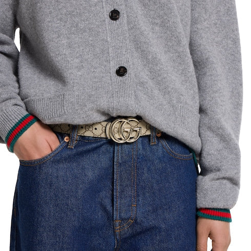 Reversible GG Marmont belt - beige Supreme and black leather