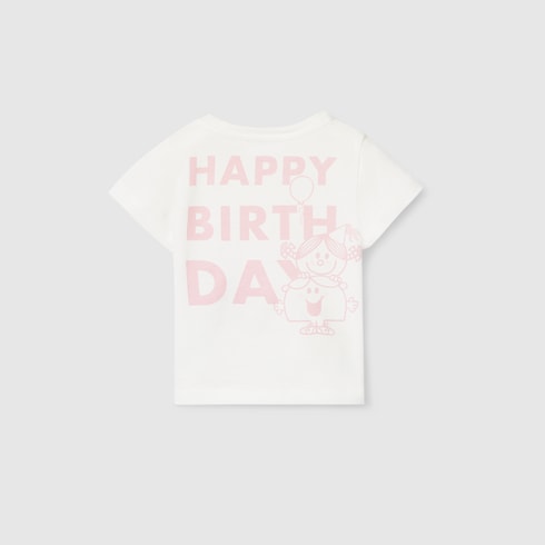 Baby cotton T-shirt with print - white