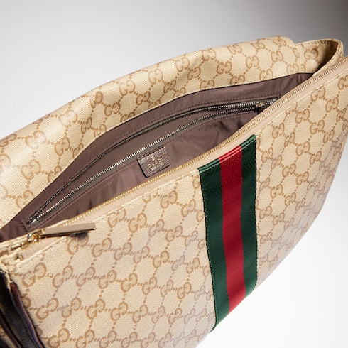 Gucci Essence Classic medium crossbody bag - sand and brown coated GG canvas