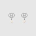 Crystal and pearl earrings - palladium-toned brass