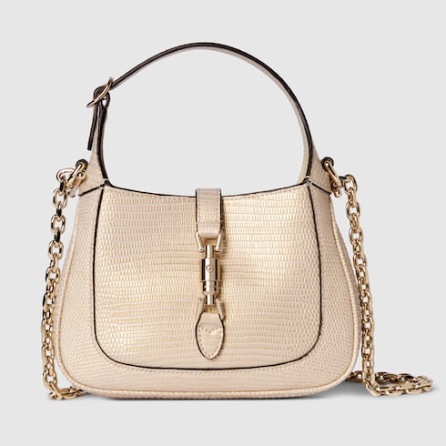 Gucci Jackie 1961 mini lizard bag - metallic beige