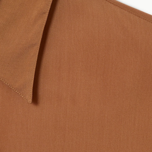 Silk stretch chiffon shirt - light brown