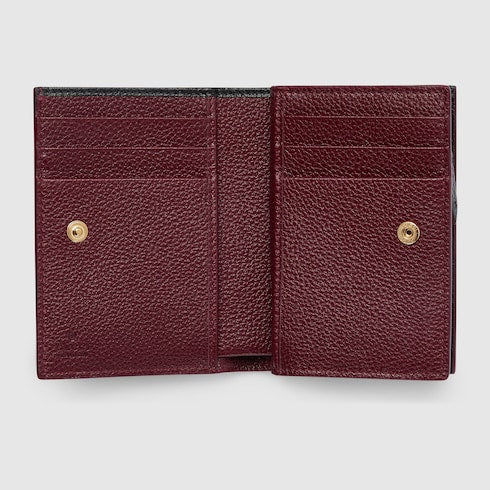 Bi-color GG Marmont small wallet - black and red leather