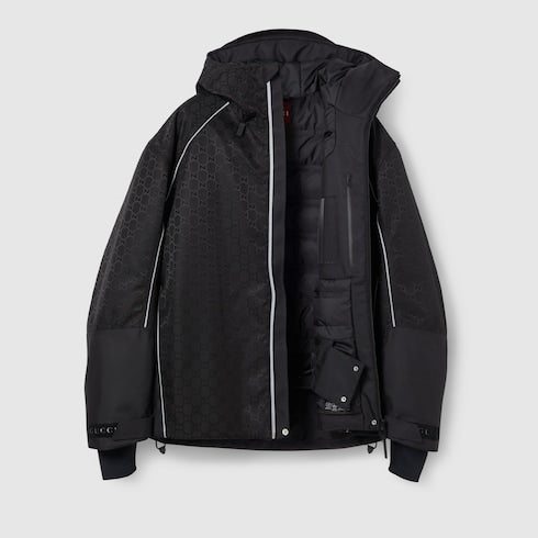 GG technical fabric jacquard jacket - black