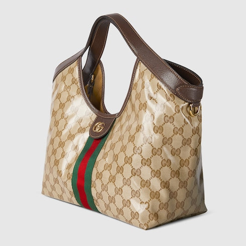 Gucci Giglio small tote bag - sand and brown GG fabric