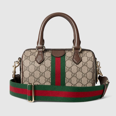 Ophidia small boston bag - beige and brown GG fabric