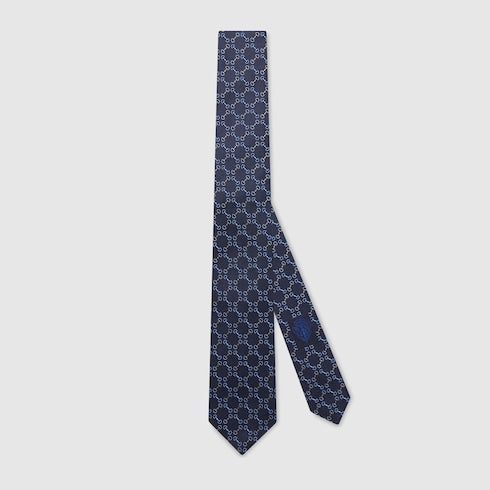 Horsebit silk jacquard tie - black