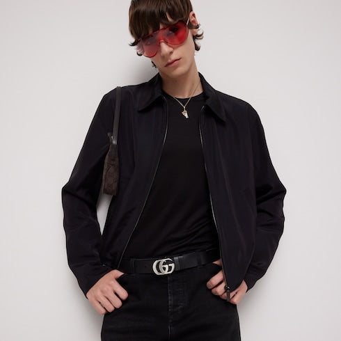 Reversible Cut GG Marmont belt - black GG canvas and leather