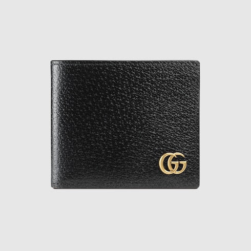 Black Leather GG Marmont Large Bi-Fold Wallet - Black Leather