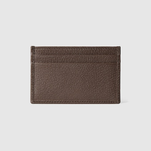 Ophidia card case - beige and dark brown fabric