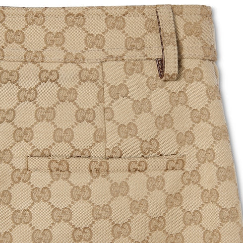 GG cotton canvas fabric pants - sand