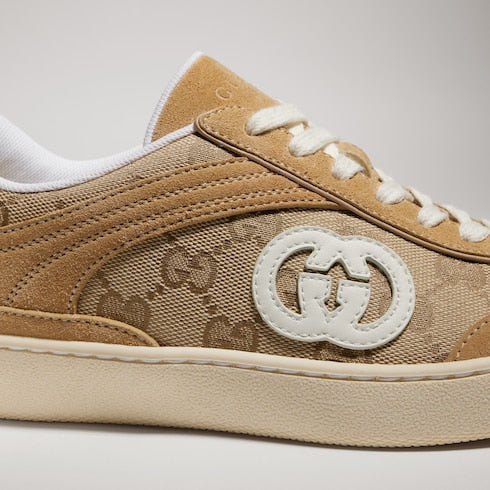 Women's G75 sneaker - beige and dark brown GG canvas