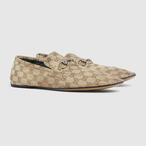 Men's worn-out effect Ragazzo loafer - sand GG canvas