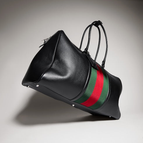 Mega Web Trademark large duffle bag - black leather