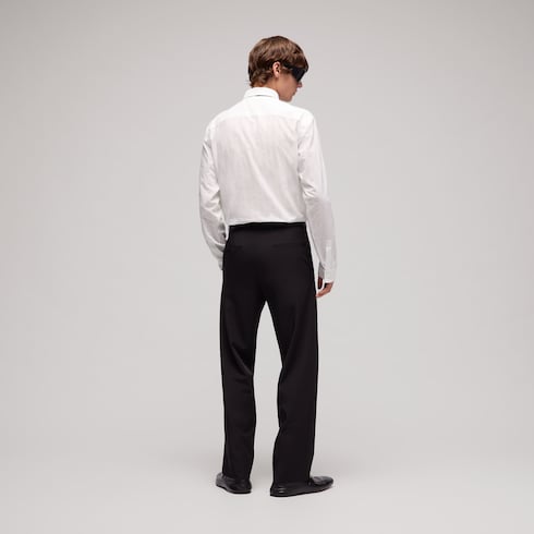 Striped technical cotton shirt - white