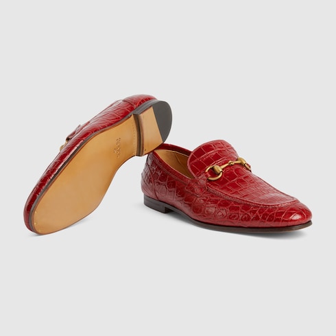 Men's Gucci Jordaan crocodile loafer - red
