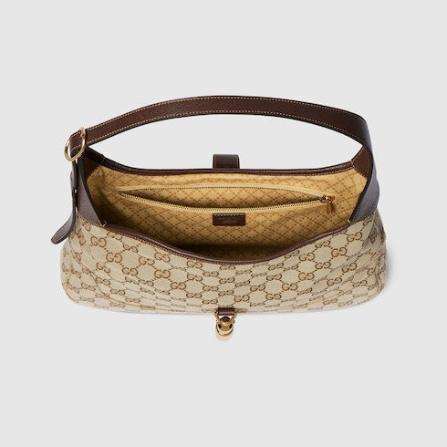 Gucci Jackie 1961 medium shoulder bag - sand and brown GG canvas