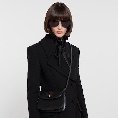 Bamboo mini bag - black leather