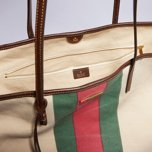 Gucci Tribeca large tote bag with charm - natural canvas