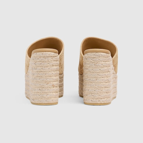 Women's platform espadrille with Horsebit - beige GG suede