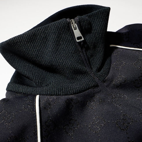 GG nylon and jersey zip jacket - navy