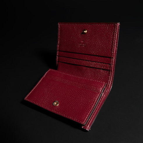 Bi-color GG Marmont small wallet - beige and Rosso Ancora leather