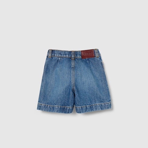Children's bleached denim shorts - blue