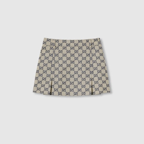 Children's GG canvas skirt - beige and blue